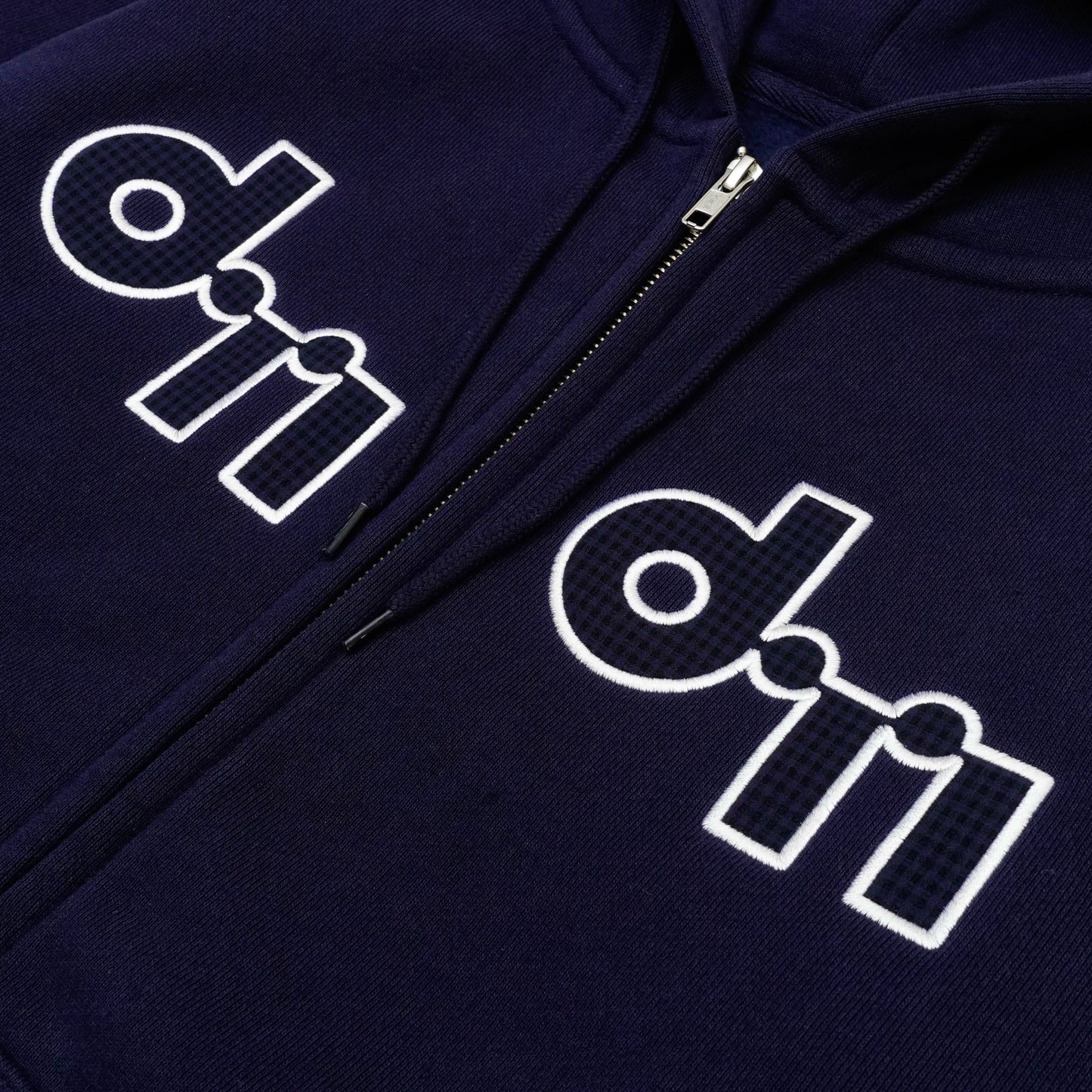 Gingham Applique Zip Hoodie ( Navy )