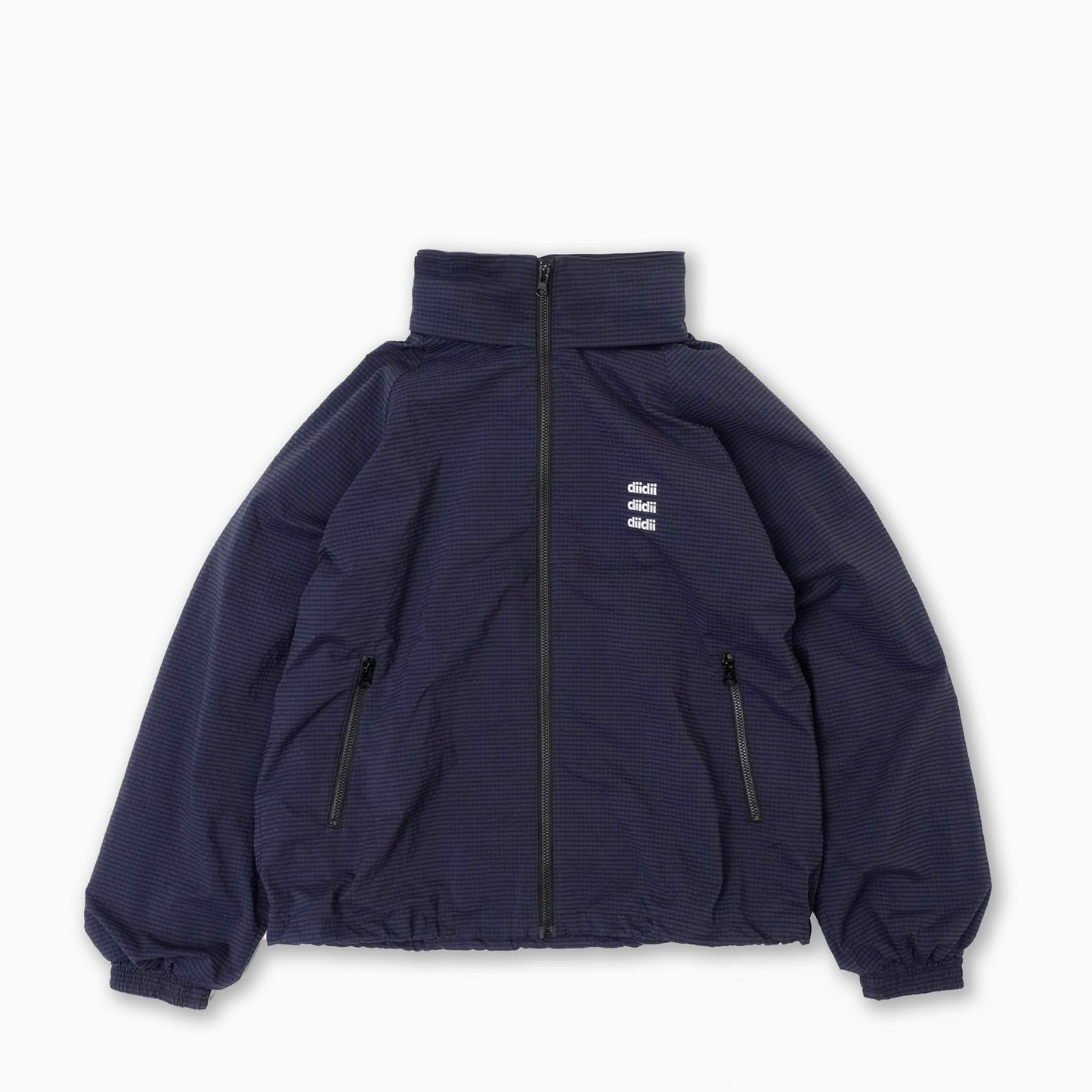 ginghamcheck nylon jacket ( navy × black )