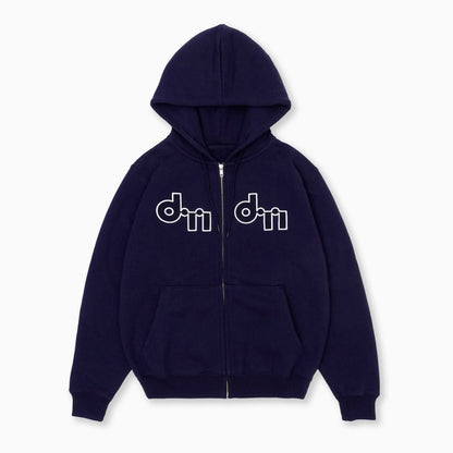 Gingham Applique Zip Hoodie ( Navy )