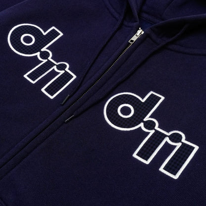 Gingham Applique Zip Hoodie ( Navy )