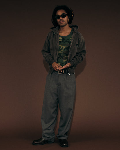 Natural Dyed Zip Hoodie ( dark brown )