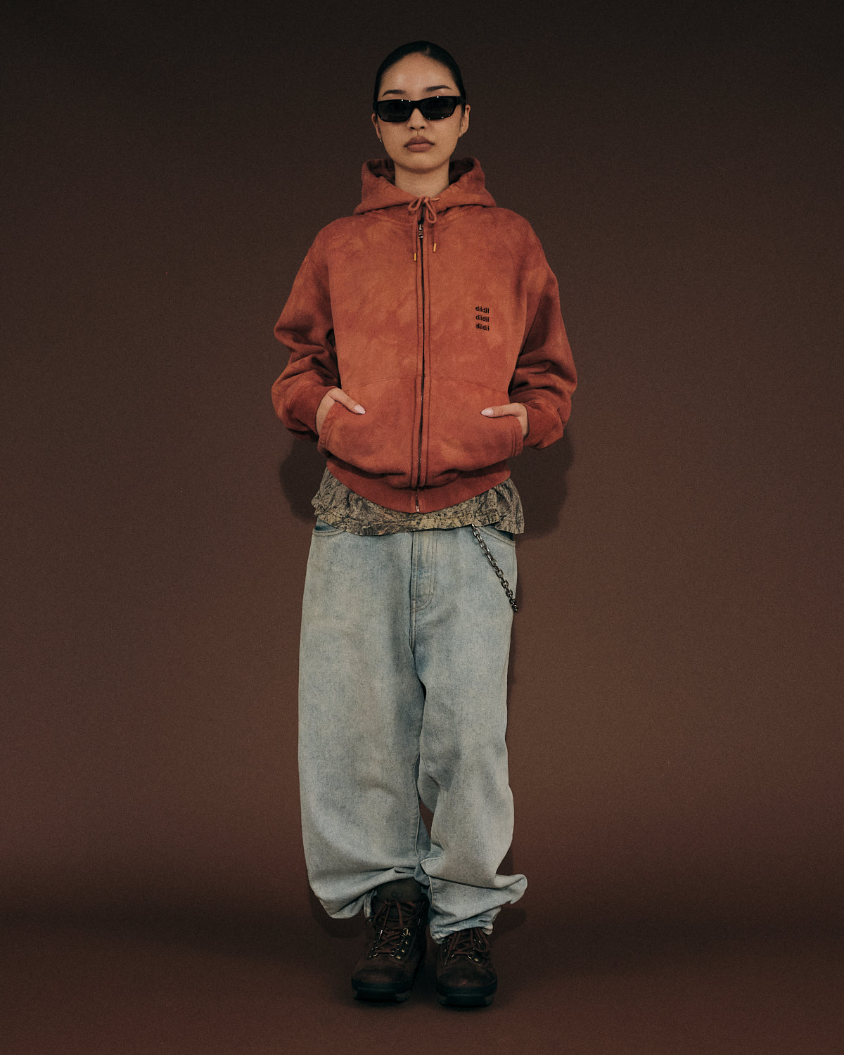 Natural Dyed Zip Hoodie ( orange )