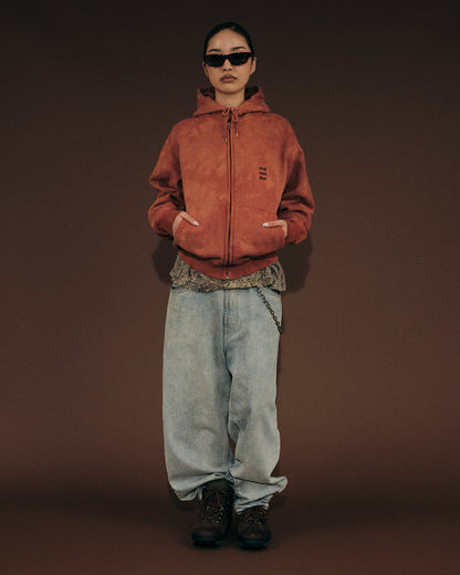 Natural Dyed Zip Hoodie ( orange )
