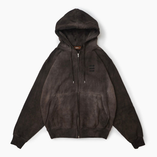 Natural Dyed Zip Hoodie ( dark brown )