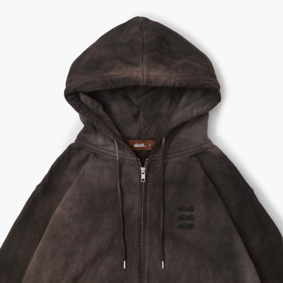 Natural Dyed Zip Hoodie ( dark brown )