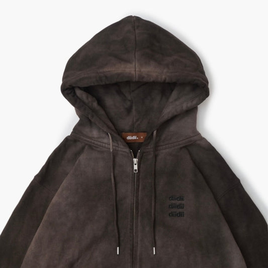 Natural Dyed Zip Hoodie ( dark brown )