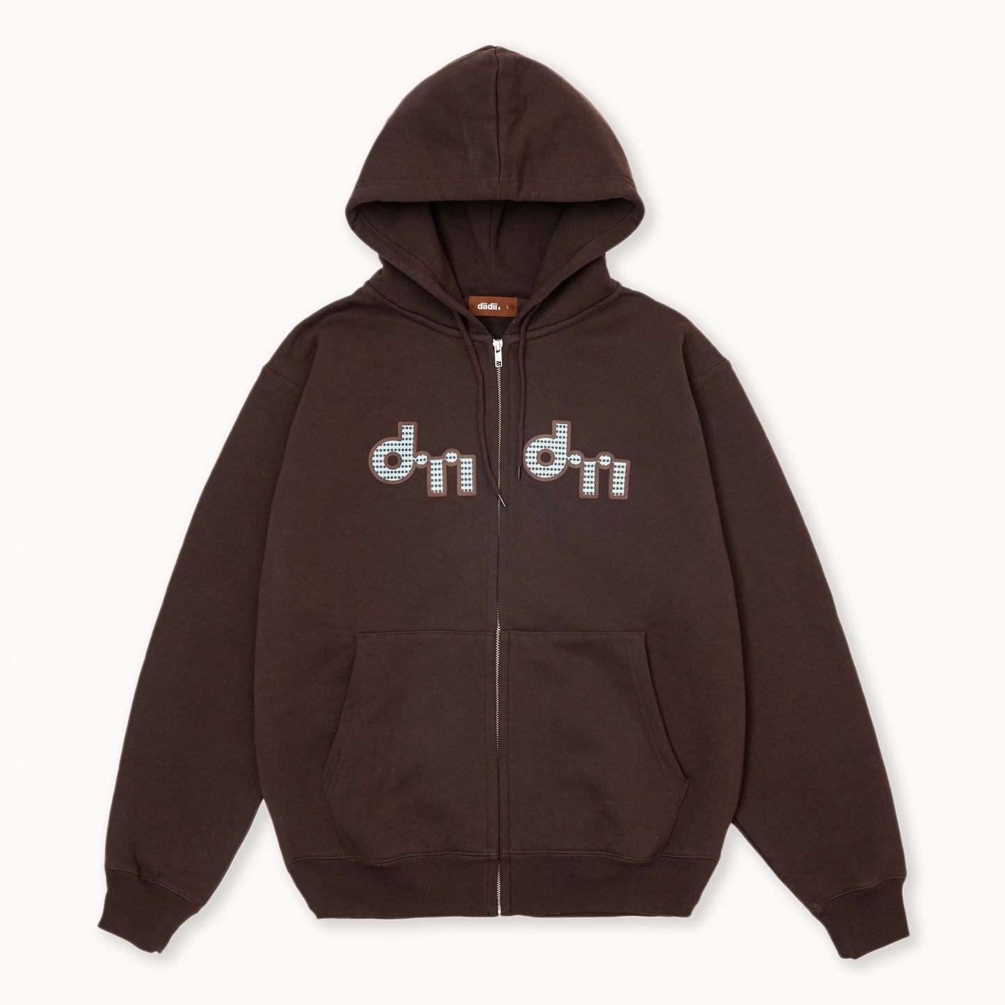 Dot Zip Hoodie ( Brown )