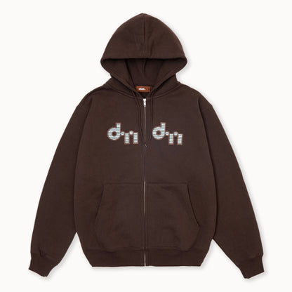 Dot Zip Hoodie ( Brown )