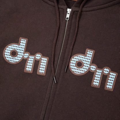 Dot Zip Hoodie ( Brown )